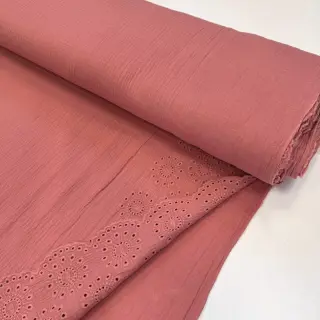 Double gauze/muslin 1-side border blush