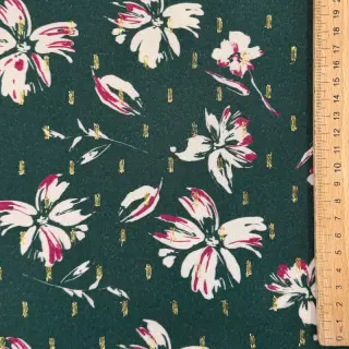 Viscose LUREX Flowers dark emerald