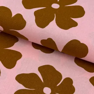 Linen viscose Flowers light pink