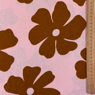 Linen viscose Flowers light pink