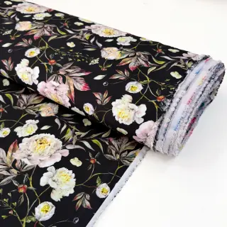 Womens fabrics MAGNOLIA STRETCH Flowers bouquet black