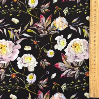 Womens fabrics MAGNOLIA STRETCH Flowers bouquet black