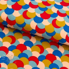 Sweat fabric Colourful dots light blue