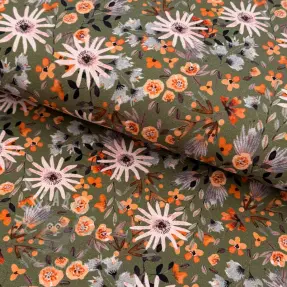 Jogging sweat Flowers forest green digital print