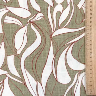 Linen cotton WASHED Abstract olive