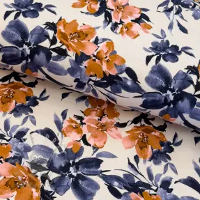 Sweat fabric Huge flowers ecru digital print