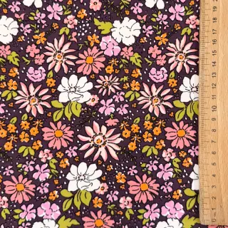 Sweat fabric Tiny flowers dark purple