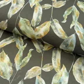 Decoration fabric Leaves army green digital print
