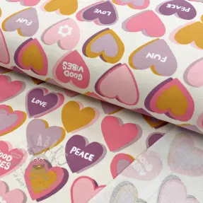Sweat fabric Hearts ecru