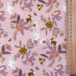 Cotton fabric Flowers old rose ORGANIC