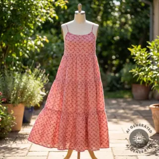 Double gauze/muslin EMBROIDERY Tossed flowers blush