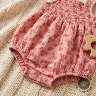 Double gauze/muslin EMBROIDERY Tossed flowers blush