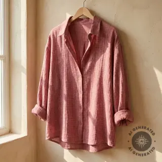 Double gauze/muslin STONE WASHED light rose