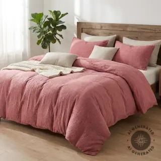 Double gauze/muslin STONE WASHED light rose