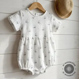 Double gauze/muslin Boats white
