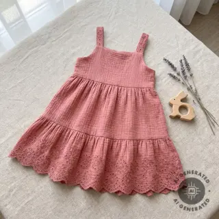 Double gauze/muslin 1-side border blush