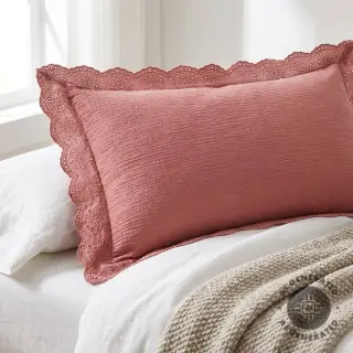 Double gauze/muslin 1-side border blush