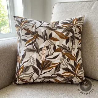 Decoration fabric Leaves taupe