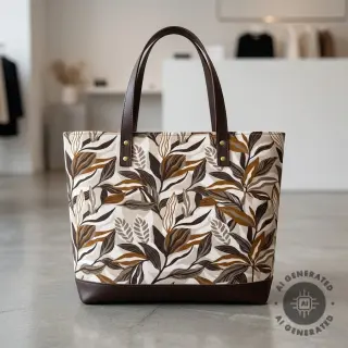 Decoration fabric Leaves taupe