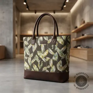 Decoration fabric Leaves army green digital print