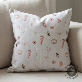 Decoration fabric Shells linen ecru digital print