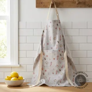 Decoration fabric Shells linen ecru digital print