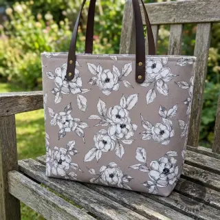 Decoration fabric Flowers taupe digital print