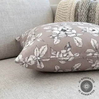 Decoration fabric Flowers taupe digital print