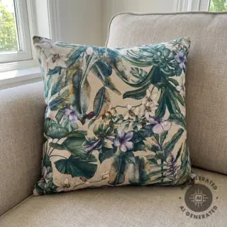 Decoration fabric Banana leaves linen digital print