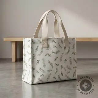 Decoration fabric Eucalyptus white green digital print
