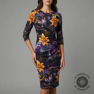 Womens fabrics PUNTA DI ROMA Flowers black digital print