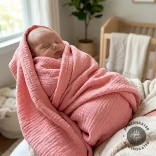 Double gauze/muslin soft rose ORGANIC
