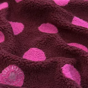 Coat fabric TEDDY JACQUARD Dots burgundy