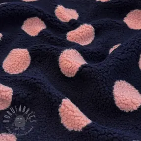 Coat fabric TEDDY JACQUARD Dots navy