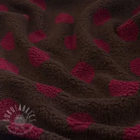 Coat fabric TEDDY JACQUARD Dots dark brown