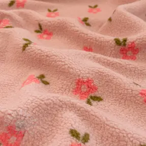 Coat fabric TEDDY Tiny flowers light pink
