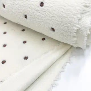 Coat fabric TEDDY EMBROIDERY Mini ecru
