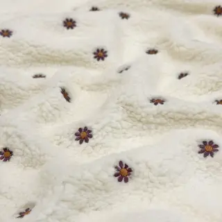 Coat fabric TEDDY EMBROIDERY Mini ecru