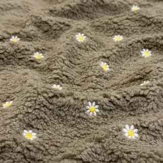 Coat fabric TEDDY EMBROIDERY Mini taupe