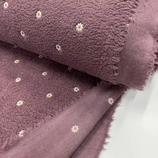 Coat fabric TEDDY EMBROIDERY Mini rosewood