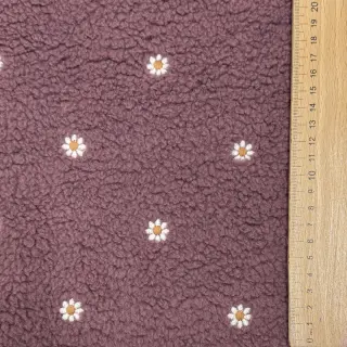 Coat fabric TEDDY EMBROIDERY Mini rosewood