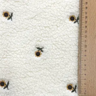 Coat fabric TEDDY JACQUARD EMBROIDERY Sunflower