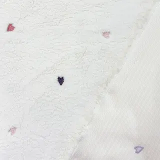 Coat fabric TEDDY EMBROIDERY Hearts ecru