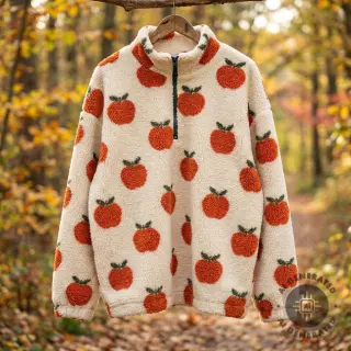 Coat fabric TEDDY JACQUARD Apples