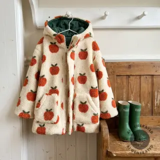 Coat fabric TEDDY JACQUARD Apples