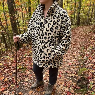 Coat fabric TEDDY JACQUARD Animal skin black
