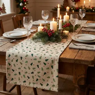 Decoration fabric Linenlook Xmas tree