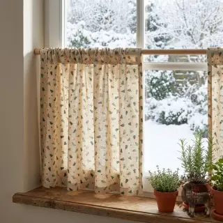 Decoration fabric Linenlook Xmas tree