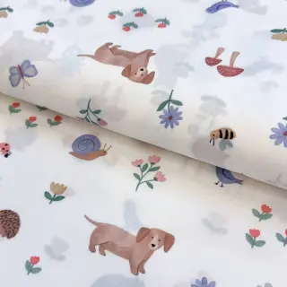 Cotton fabric Animals in the garden design B digital print