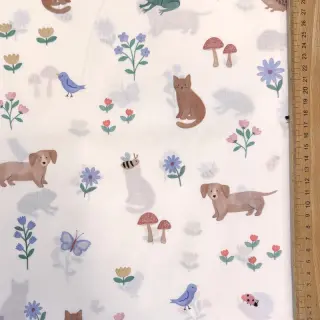 Cotton fabric Animals in the garden design B digital print